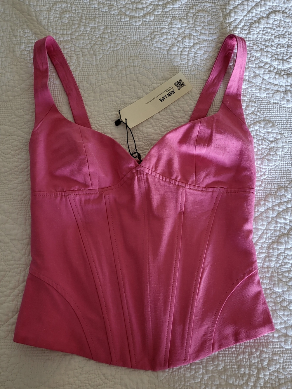 Zara XS Pink Bustier Tank Top NWT